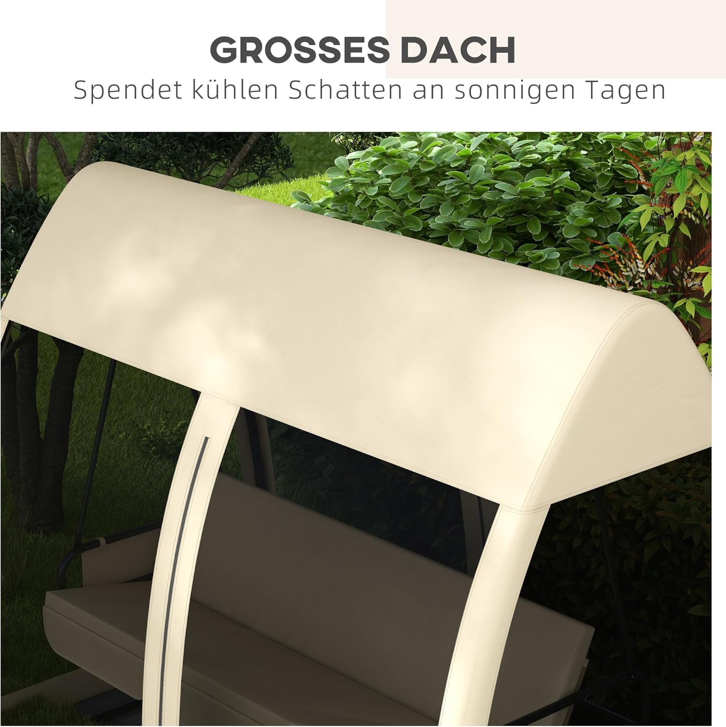 Outsunny 2 in 1 Hollywoodschaukel mit Liegefunktion 3-Sitzer Gartenschaukel mit Baldachin, Mückennetz, Schaukelbank belast bis 300kg, Gartenliege für Garten, Terrasse, 240 x 140 x 197 cm, Kaffee