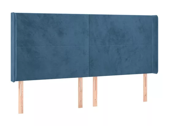 Sommier tapissier matelas et LED Bleu foncé 160x200 cm Velours