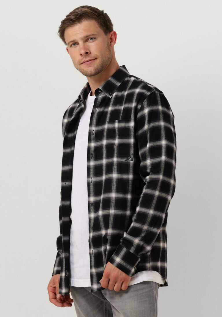 VANGUARD grijze vanguard overshirt long sleeve shirt check viscose cotton blend