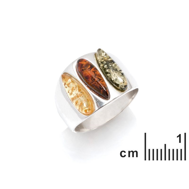 Bague argent 925 Ambre veritable de la mer Baltique