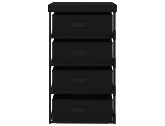VIDAXL - Armoire étagère de rangement avec 4 paniers en tissu acier noir