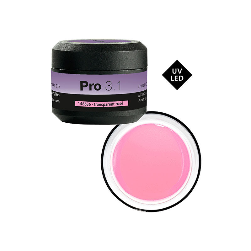 Gel UV & LED transparent rosé 3 en 1 15gr