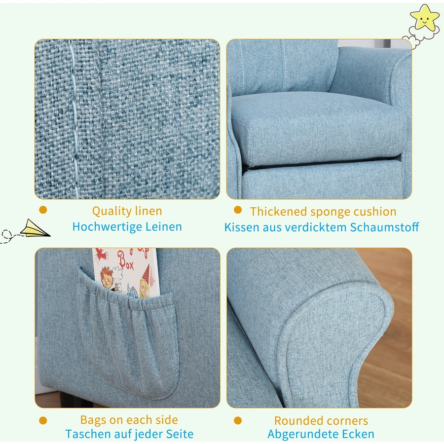 HOMCOM Kindersessel mit Liegefunktion blau
