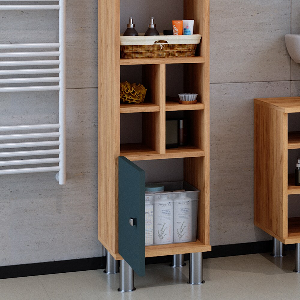 Vicco Midischrank Hochschrank Badschrank Fynn Eiche Grün kleine Tür Badmöbel
