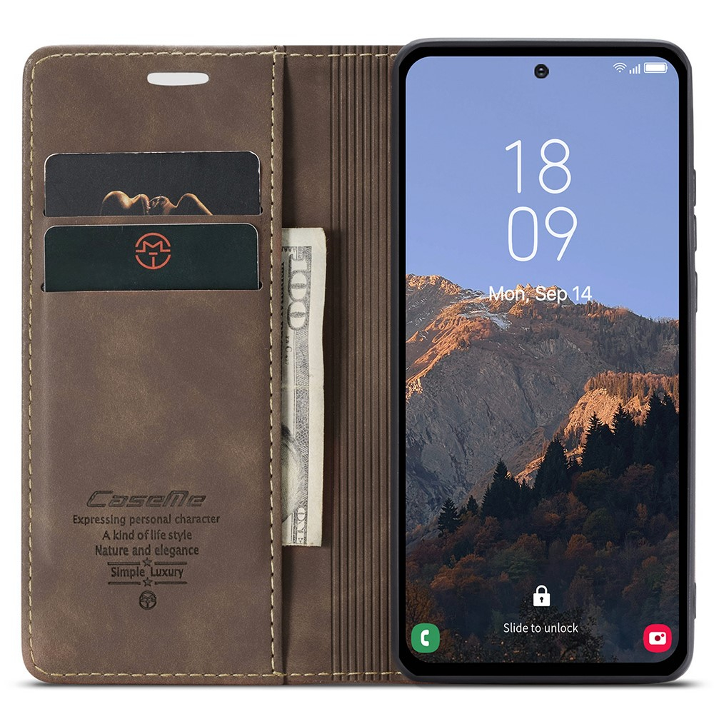 Samsung Galaxy A54 5G Leder Tasche Flip Wallet Etui mit Kartenfächern - Dunkelbraun