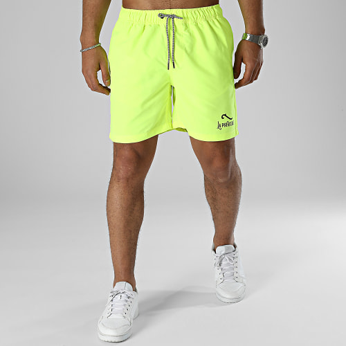 Short De Bain Logo 2 Jaune Fluo Noir