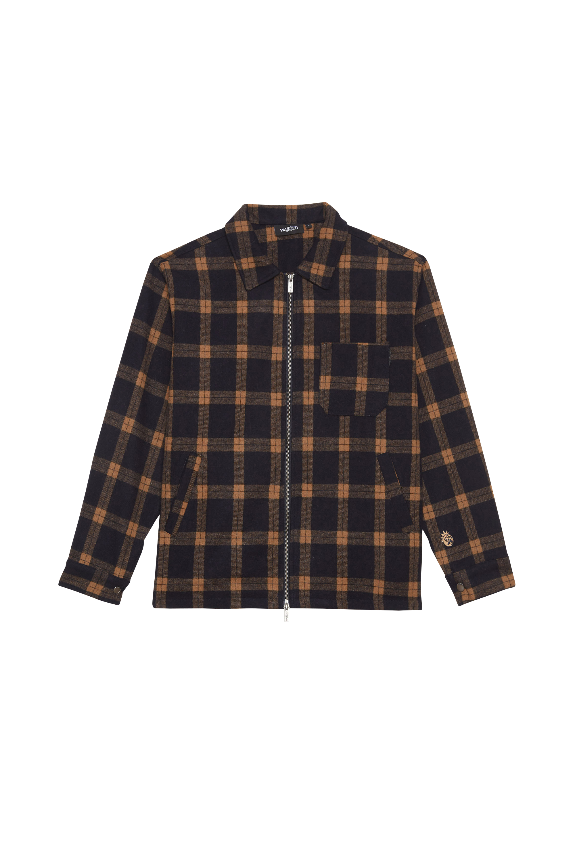 WASTED Veste SHIRT ZIP FEELER CHECK Marron