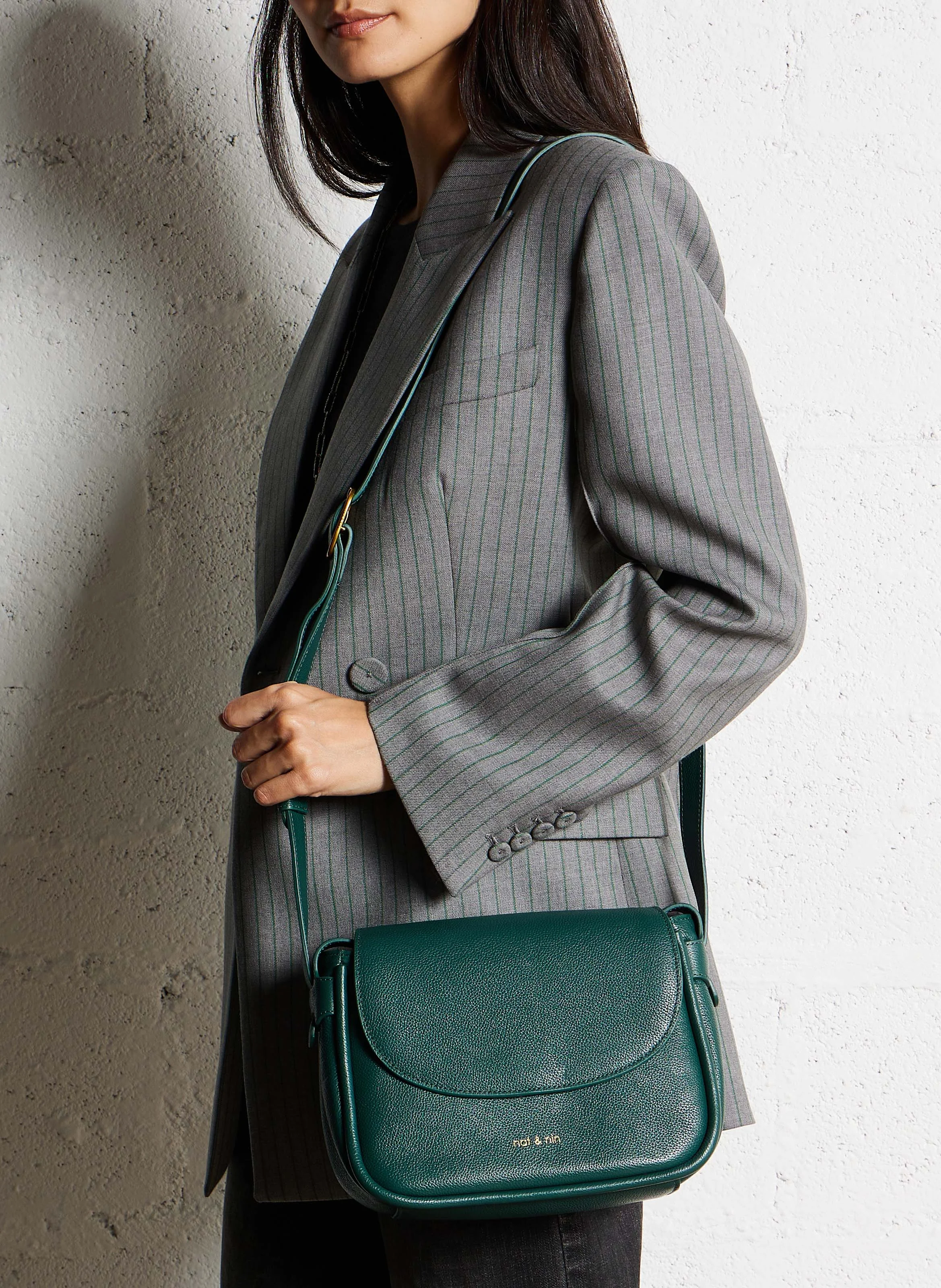 EMIKO - Sac besace en cuir| Vert