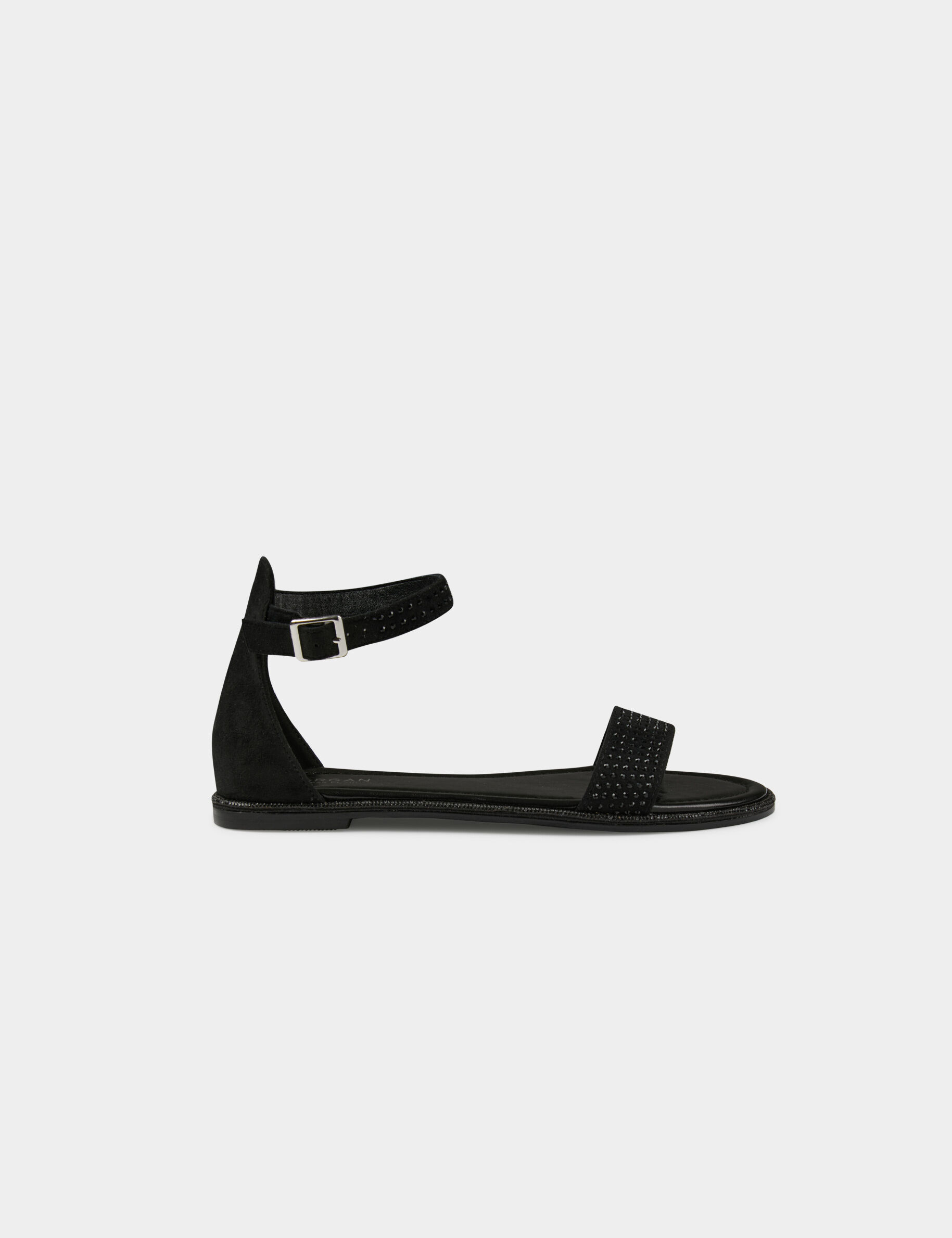 Sandales plates avec détails strass noir femme - noir