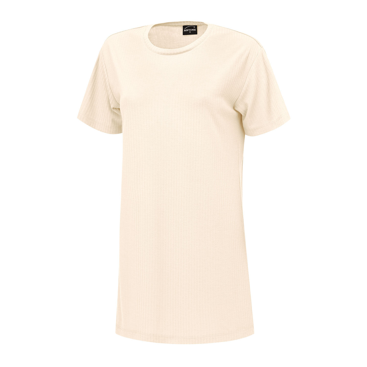 Bequemes T-Shirt mit Rundhalsausschnitt und Rippmuster