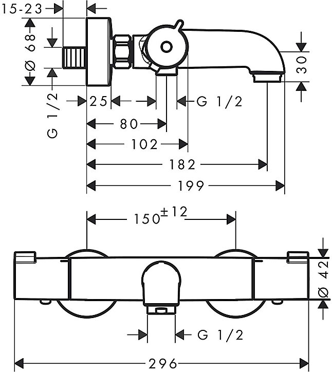 Mitigeur de baignoire thermostatique chromé Hansgrohe Ecostat 1001