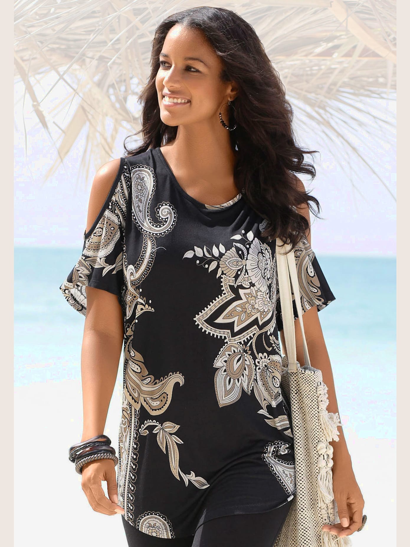 T-shirt long encolure ronde