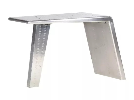 Bureau style avion Argenté 112x50x76 cm Métal
