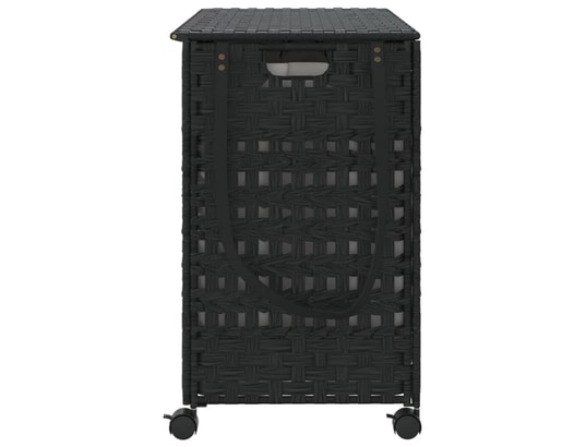 VIDAXL - Panier à linge avec roulettes noir 66x35x60 cm résine tress...