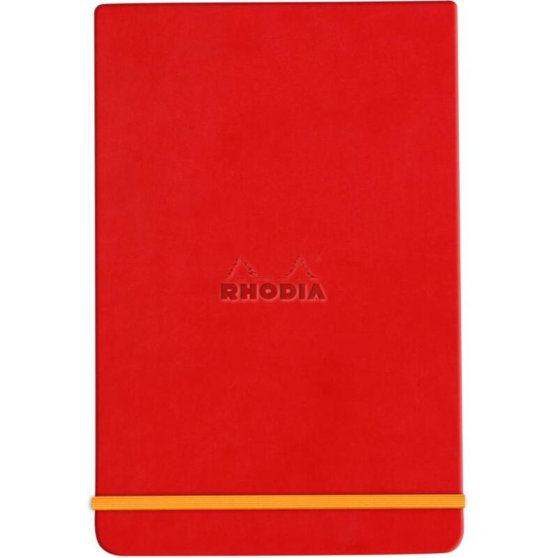 Rhodiarama Webnotepad rembordé rigide 9x14 cm 192 pages ligné microperforé papier ivoire 90g fermeture élastique - Coquelicot
