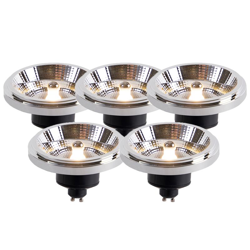 Set van 5 LED lampen AR111 GU10 11W 2000K-3000K dim to warm