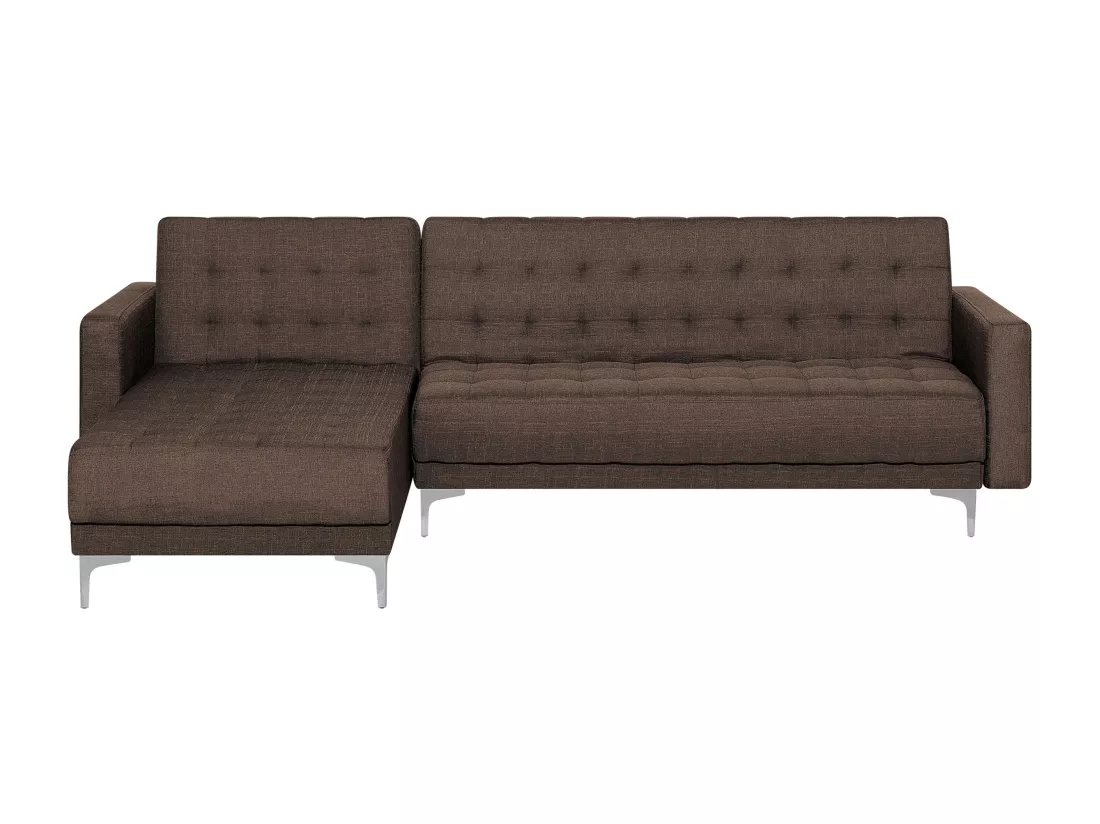 Canapé Angle à gauche Convertible Tissu Marron Foncé Moderne Classique Aberdeen