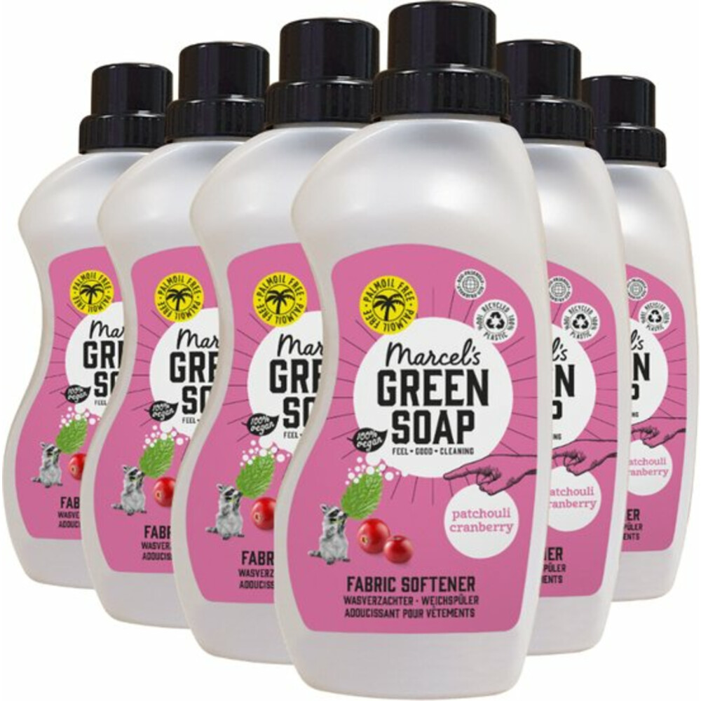 6x Marcel's Green Soap Wasverzachter Patchouli & Cranberry 30 Wasbeurten750 ml
