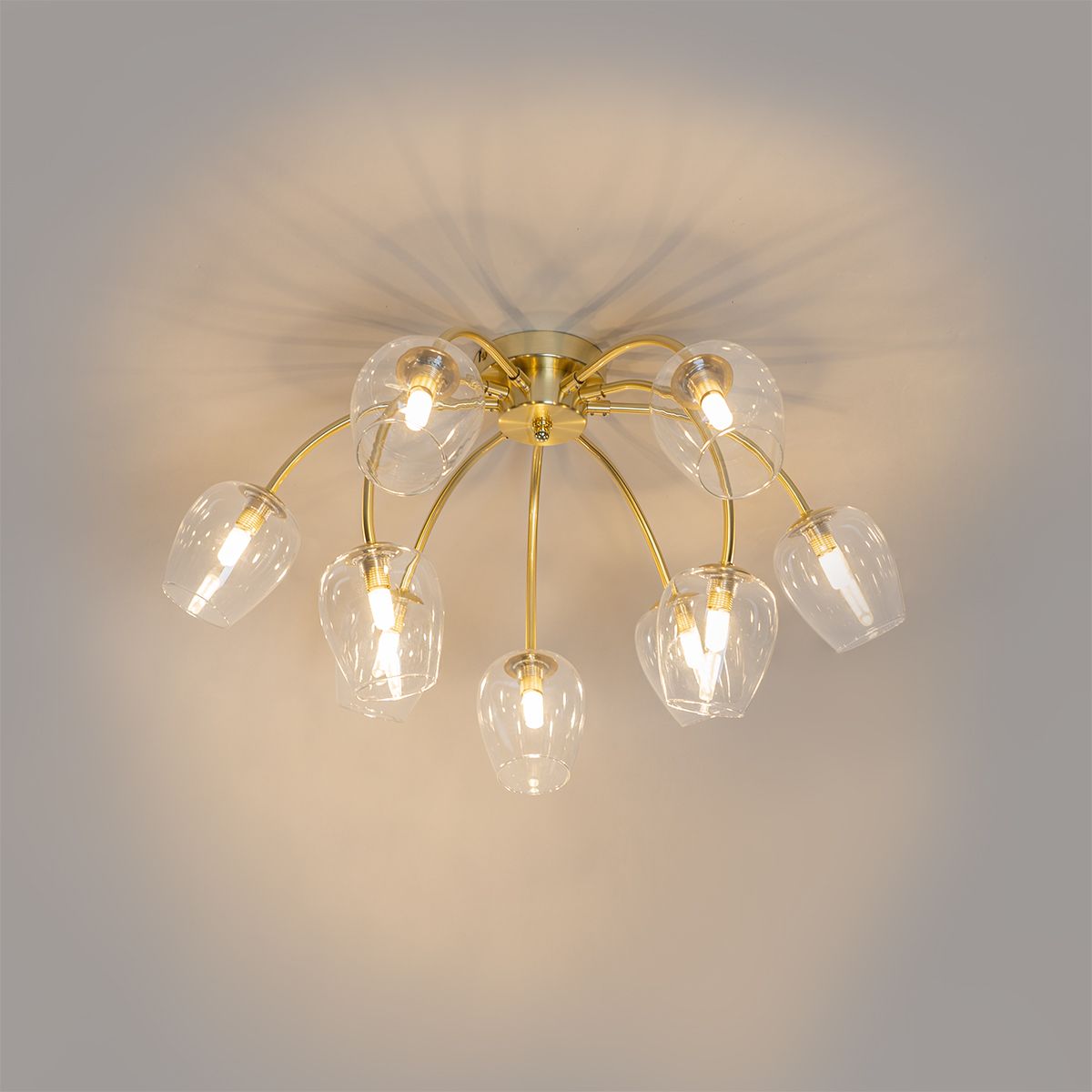 Klassieke plafondlamp goud met glas 9-lichts - Elien