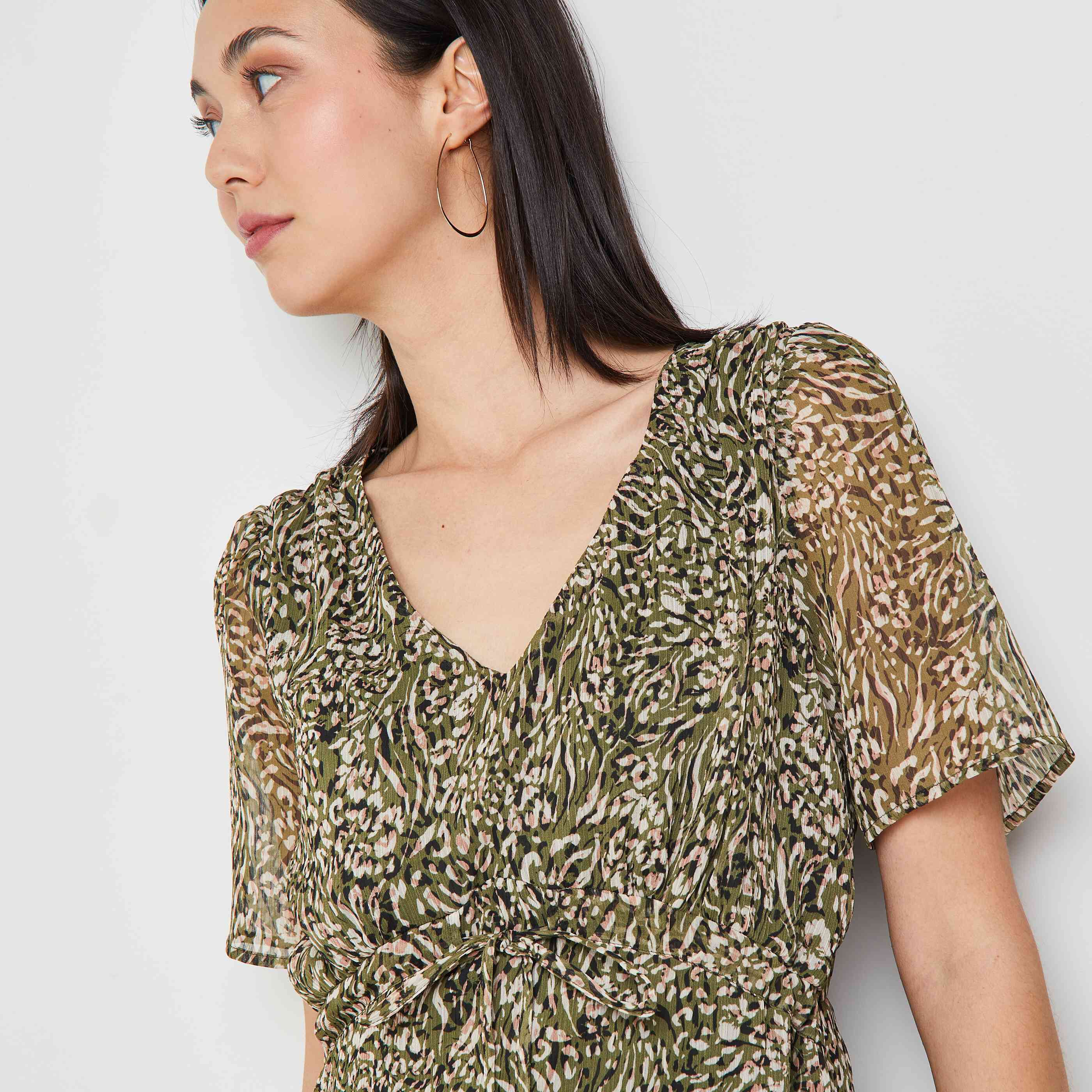 Robe imprimée femme - KAKI