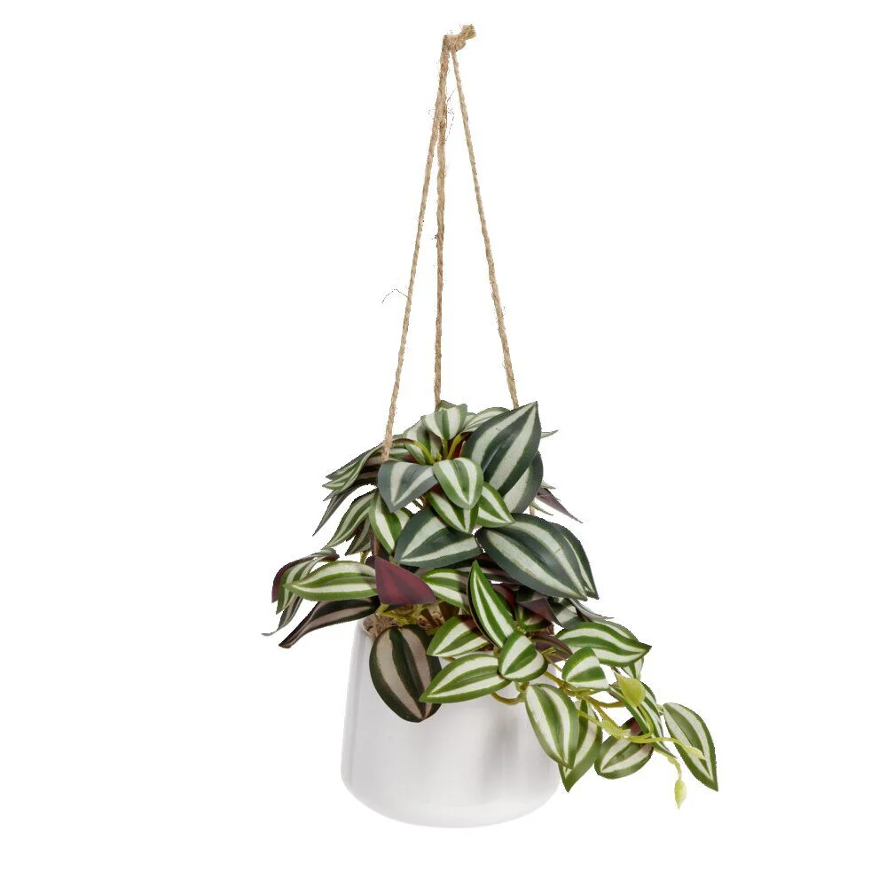 Plante artificielle à suspendre pot blanc misère H33cm