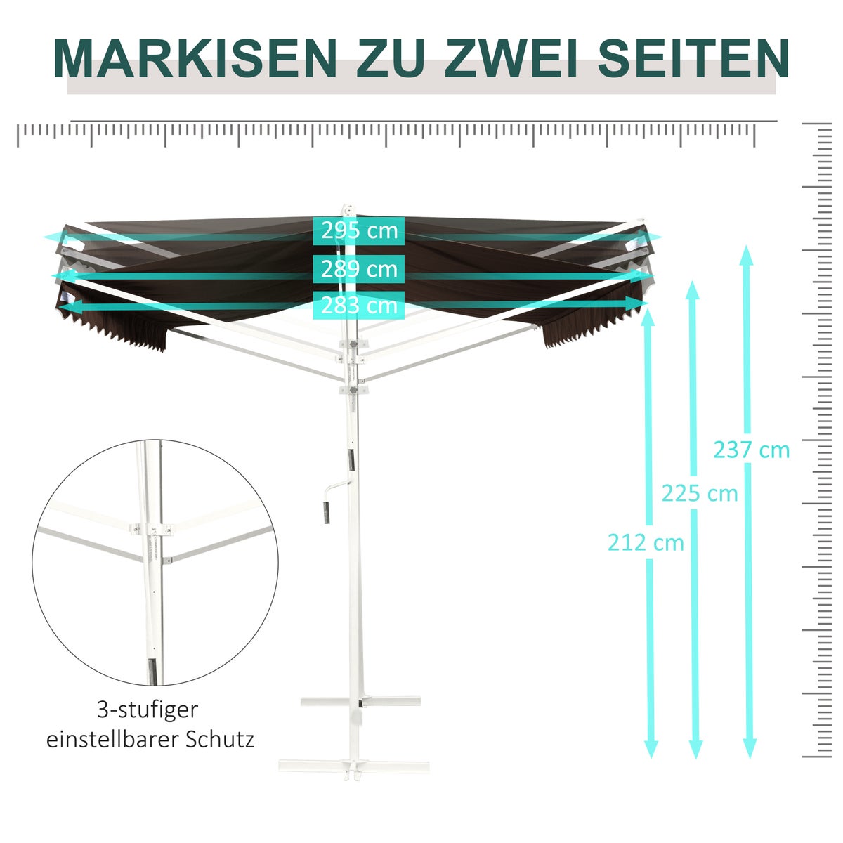 Vrijstaande Outsunny-zonwering, 395 cm x 298 cm x 255 cm, metaal + polyester, koffie
