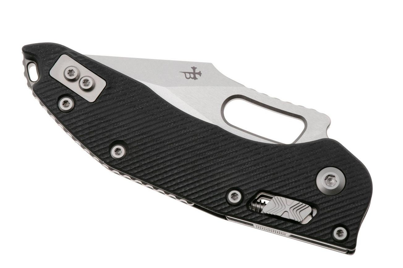 Microtech Stitch 169RL-11FLGTBK, Stonewashed M390MK, Fluted Black G10, partial serrated zakmes, Borka Blades design