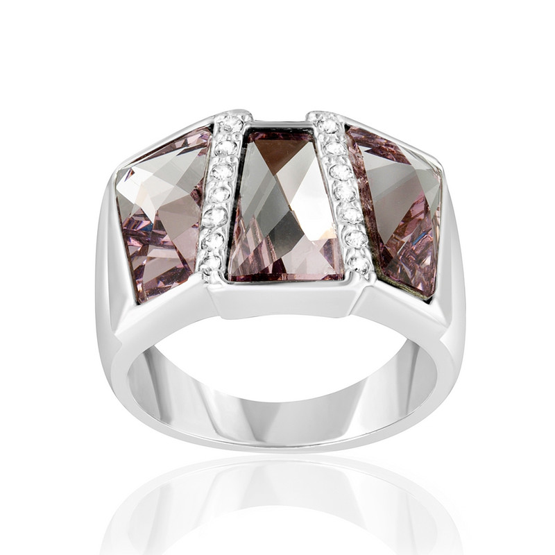 Bague Rectangle orné de cristaux de Swarovski Rose