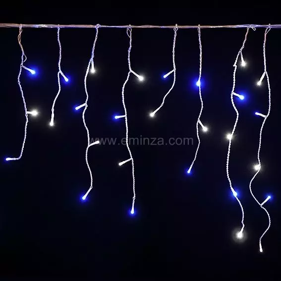Stalactite lumineuse 7,50 m 175 LED câble blanc Stars Bicolore Bleu et blanc froid