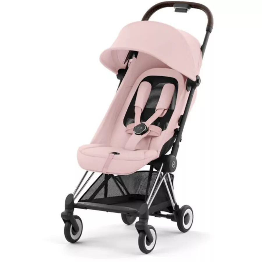 cybex PLATINUM Buggy Coya Chrome Dark Brown Peach Pink inklusive Babyschale Cloud T I-Size Plus Peach Pink und Adapter