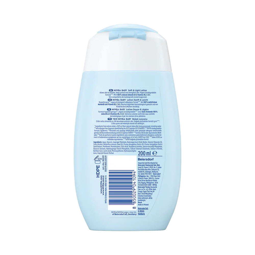 (200ml) Lotion Sanft & Leicht Baby Pflege Creme Körperlotion mit Mandelöl / Vitamine (80519)