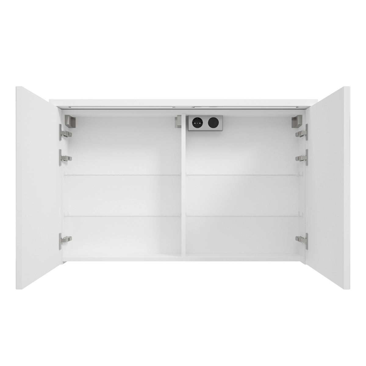 Fontana Rovigo badmeubel 100cm wit mat met zwarte wastafel met kraangat en spiegelkast met verlichting