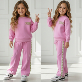 Uni Stripe hearts only soho set - donkerroze