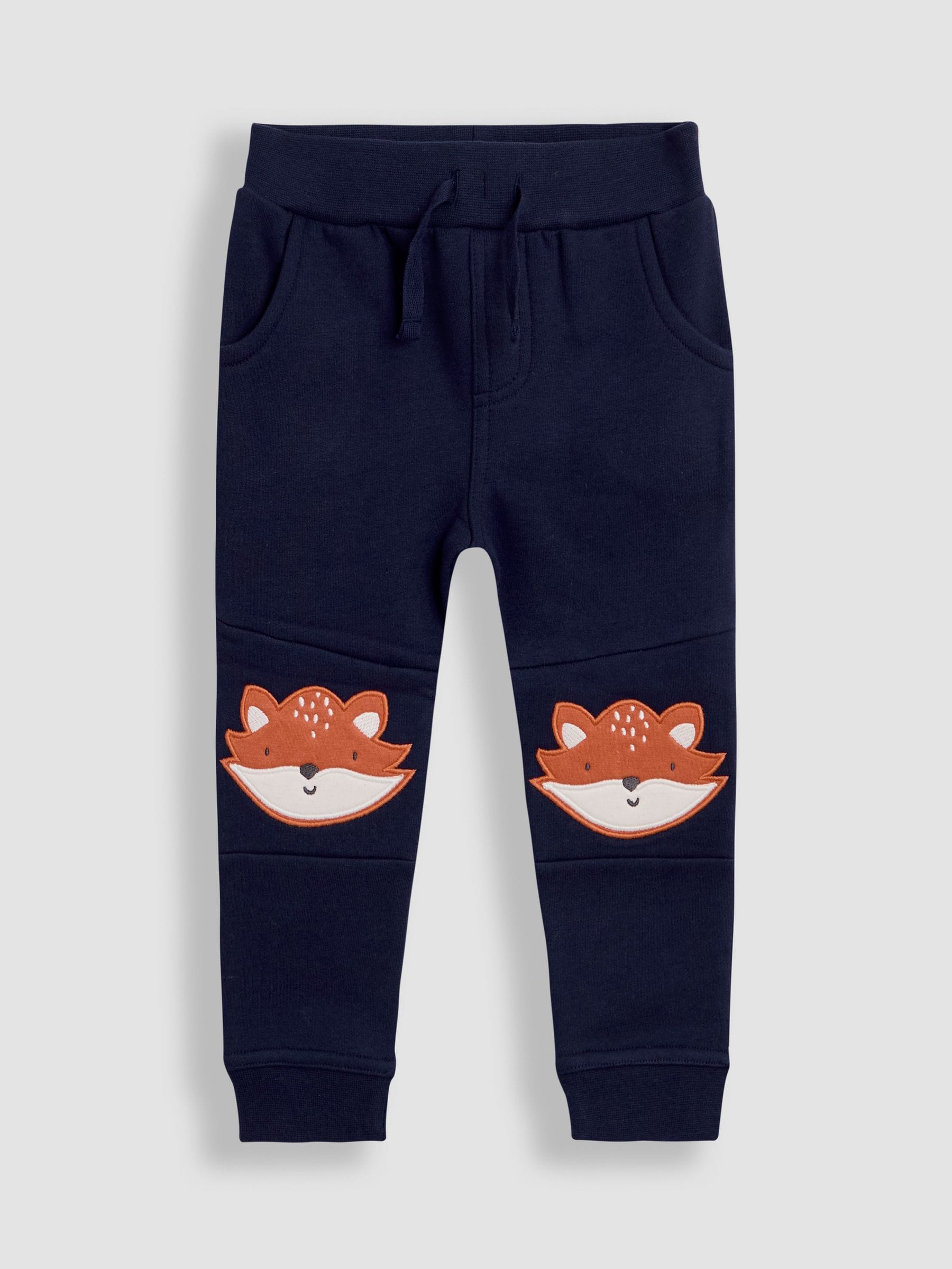 Marineblauw vos - JoJo Maman Bébé 2-Pack Appliqué Knie & Effen Joggingbroeken