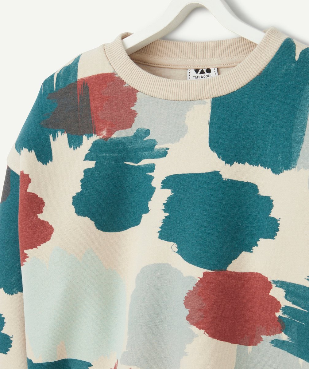 SWEAT MANCHES LONGUES GARÇON EN FIBRES RECYCLÉES EFFET PEINTURE