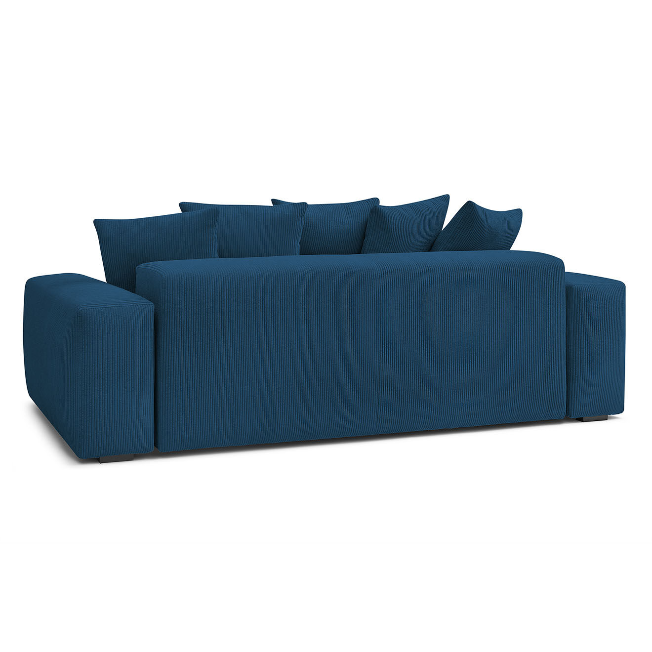 Bobochic Canapé droit fixe 3 places ultra moelleux voltaire velours côtelé bleu foncé - 280x124x75 cm