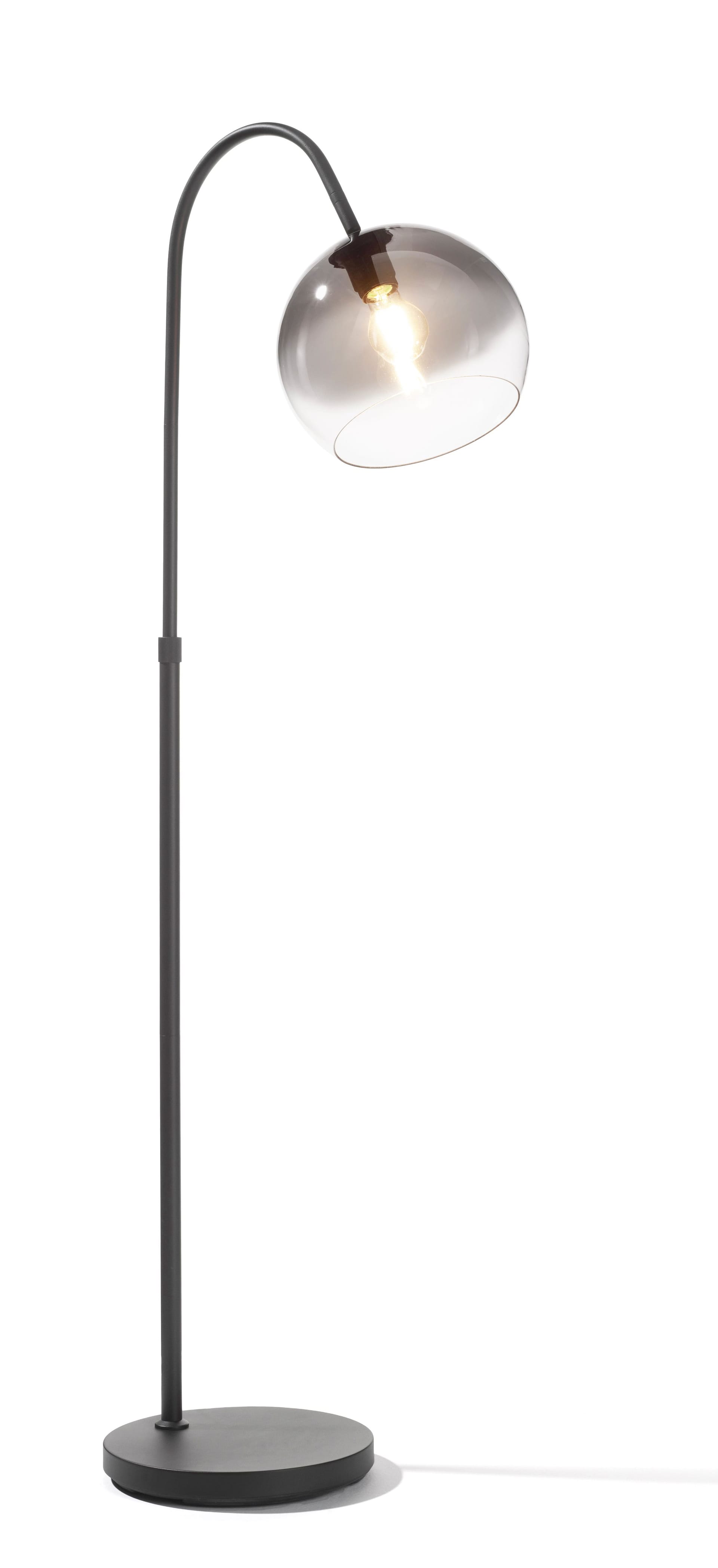 casaNOVA Retrofit Bogenlampe BILO 140 cm schwarz /Rauchglas