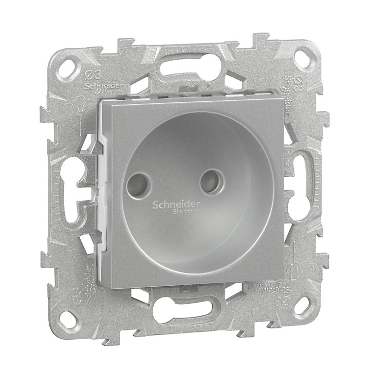 Mécanisme prise 2 pôles Schneider Electric Unica Déco aluminium