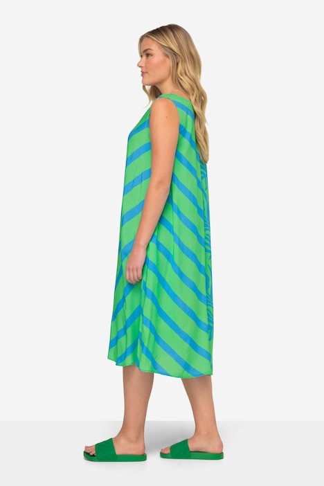 Kleid, A-Line, Print-Mix, V-Ausschnitt, ärmellos