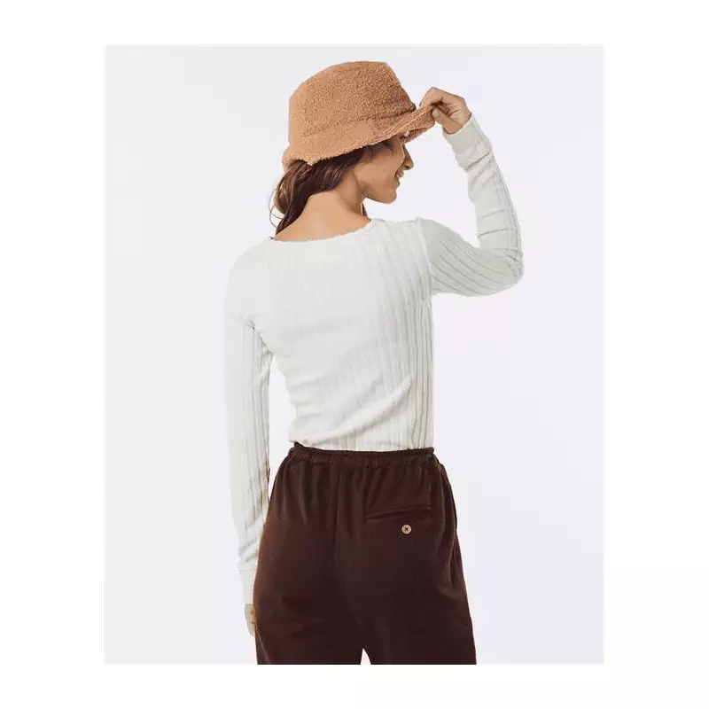 Teeshirt femme RIPCURL Open Neck Cosy Ls Ecru Marle