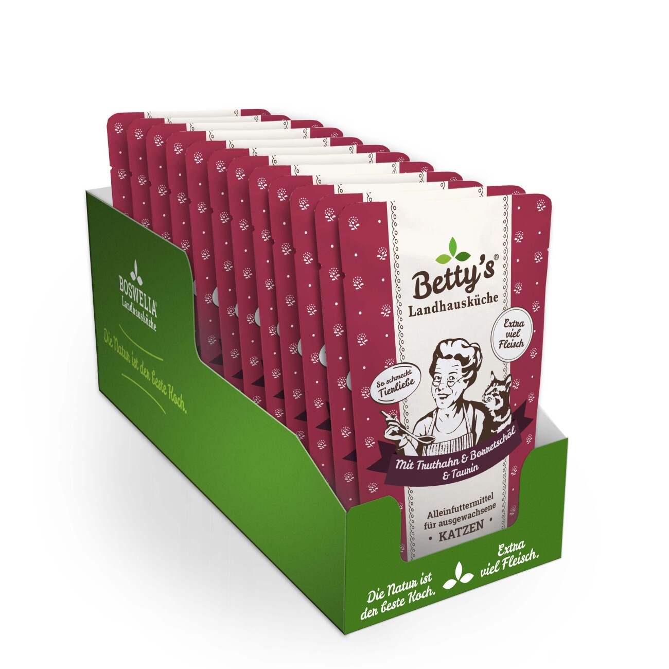 Betty's Landhausküche Frischebeutel mit Truthahn 12 x 100g für Katze
