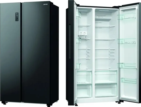 Gorenje NRR9185EABXL, Fritstående, Amerikansk dør, Sort, Berøring, LED, På døren