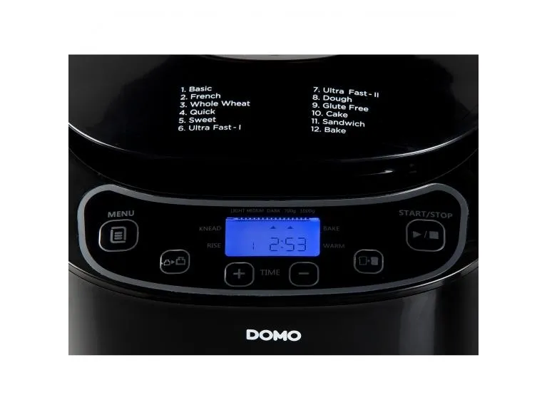 Domo B3973, 1 kg, Forsinket start-timer, Visningsvindue, Timer, Variabel skorpe bruning kontrol, Holde varm funktion
