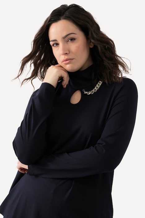 Shirt, Cut-Out, Kette, Stehkragen, Langarm