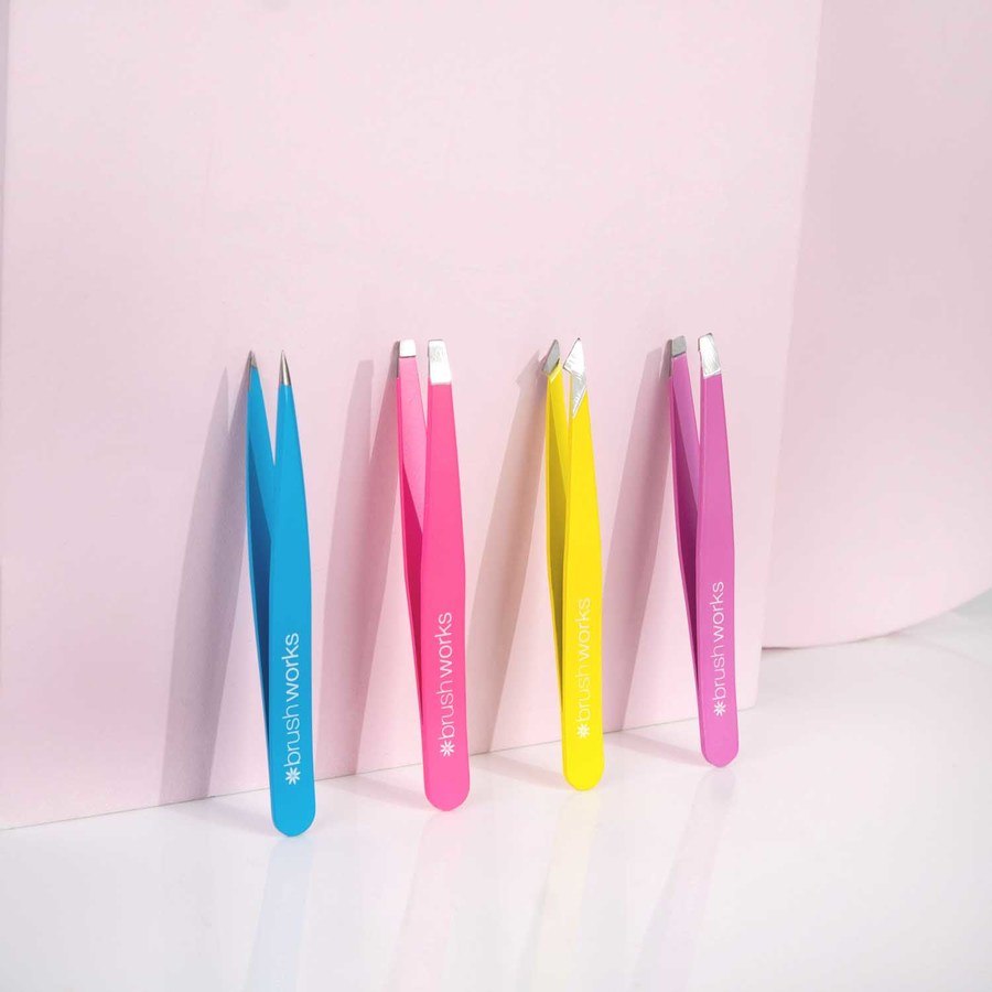Brushworks HD Combination Tweezer Set Neon