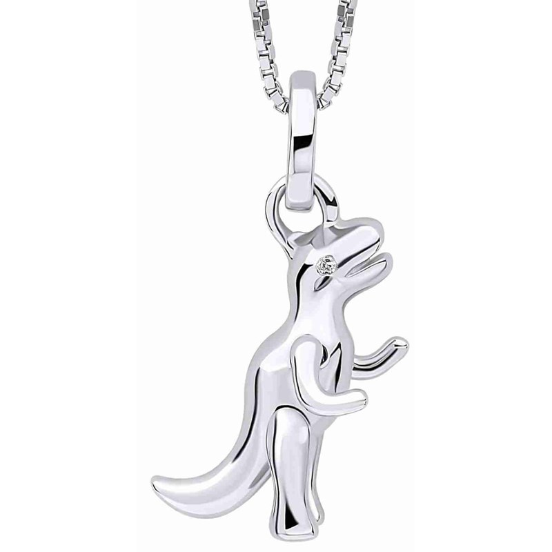 Collier dinosaure diamant pour enfant en argent 925