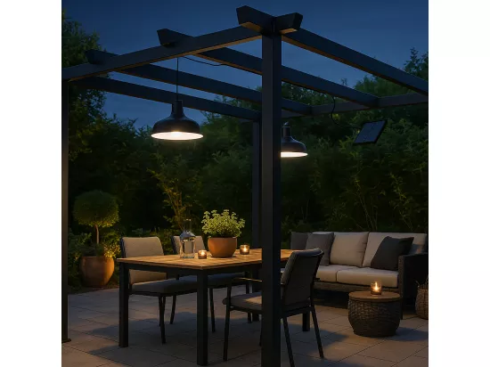 Double suspensions solaires WAREN Noir Metal D18cm