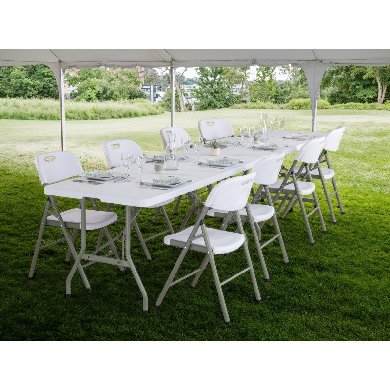 Chaise pliante POLYVALENTE - polyéthylène blanche