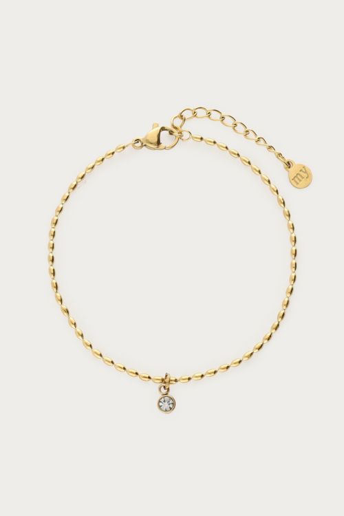 Minimalistische armband met mini strass bedel