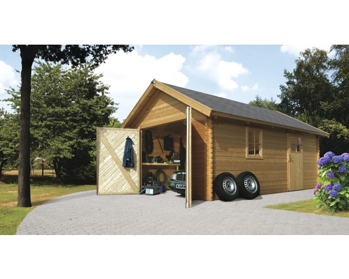 Blokplank garage Karibu 40 mm 435 x 572 cm naturel